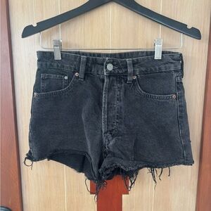 Black Distressed Jean Shorts with Raw Hem